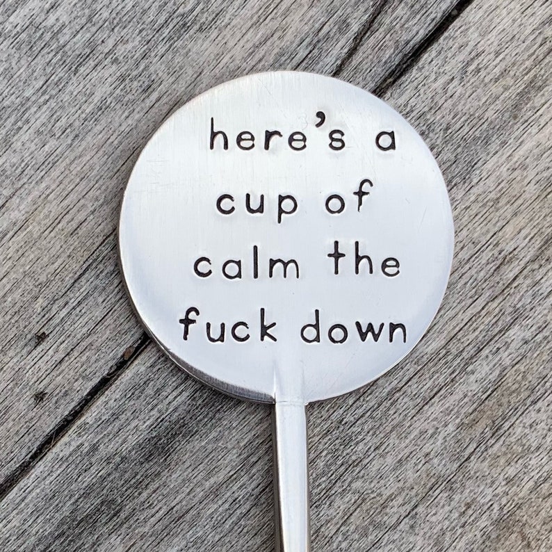 Coffee stirrer,coffee lover,java junkie,coffee bar,coffee accessories, coffee humor, coffee gift,here’s a cup of calm the fuck down,coffee Bild 2