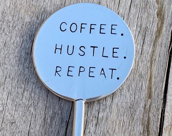 Coffee stirrer, coffee lover, java junkie, coffee bar, coffee accessories, coffee humor, coffee gift,coffee hustle repeat,hustle coffee