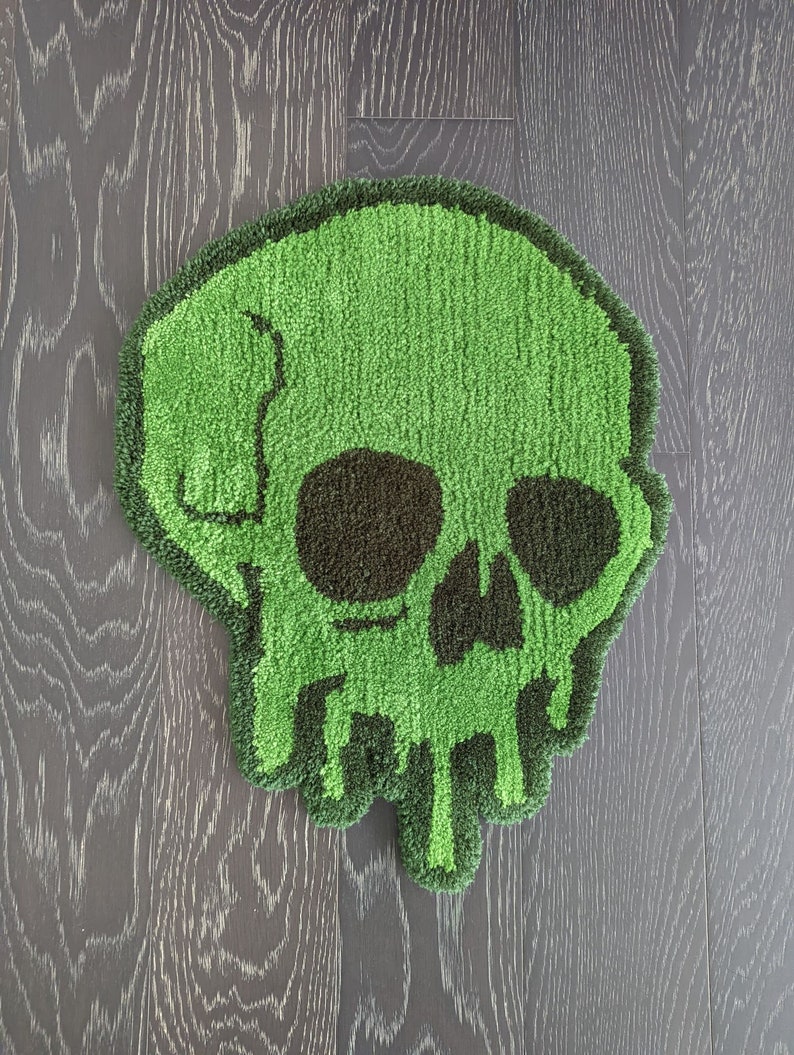 Melting Skull Tuft Rug Multiple Colors Available Etsy