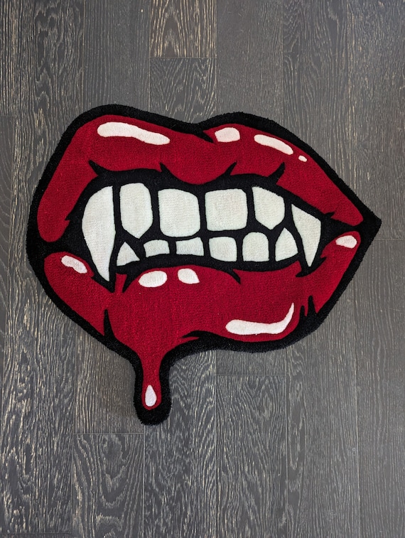 Made-to-Order Vampire Lips Tufted Rug – Gothic Home Decor with a Bite