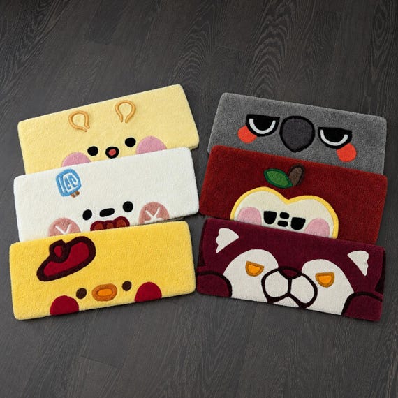 Hand-Tufted Love and Deepspace Emoji Mats - Character Keyboard Accessories or Wall Decor