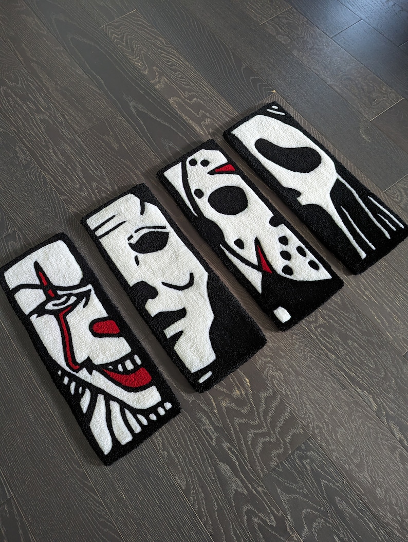 Horror Sticker Rug Made-to-order Horror Movie Villain Icons Tufted Keyboard Rug – Spooky ...