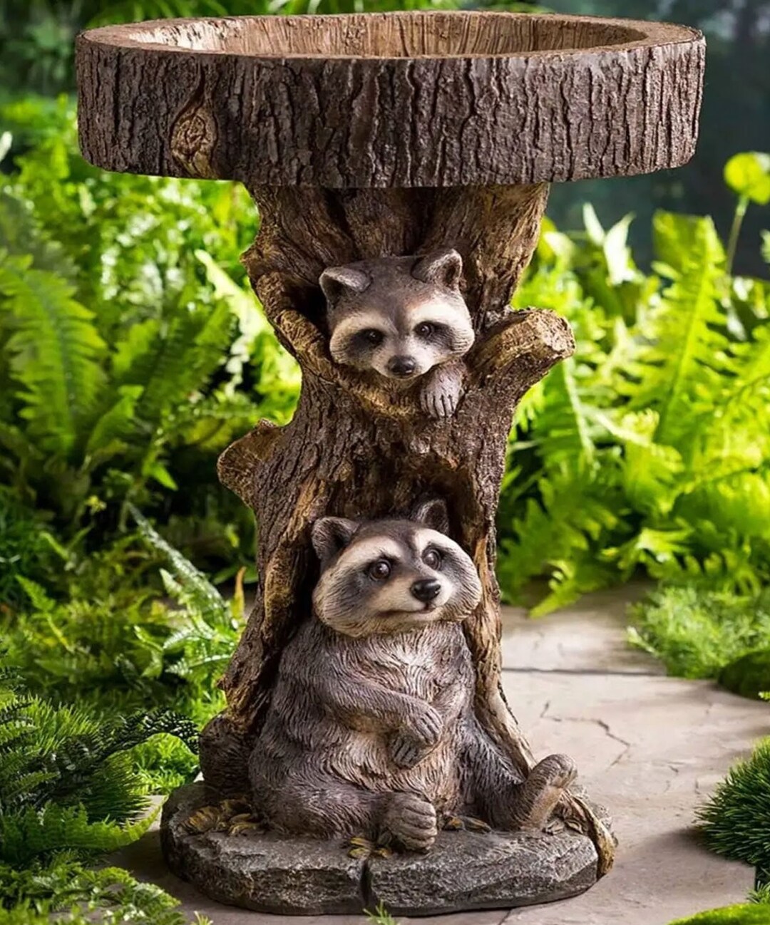 Raccoon Statue Garden Decor Bird Feeder for Home Garden Yard Etsy