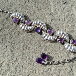 Vintage Taxco Sterling Silver Amethyst Bracelet: Mexican Jewelry