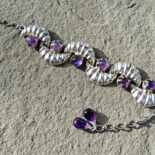 Vintage Taxco Bracelet, Vintage Amethyst Bracelet, Vintage Mexican Jewelry