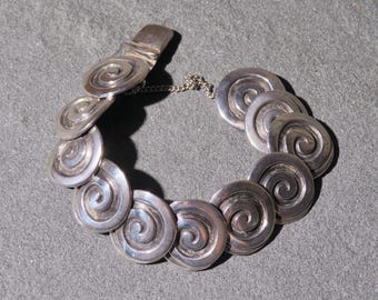 Vintage Los Castillo Sterling Silver Link Bracelet - Taxco Mexican Jewelry