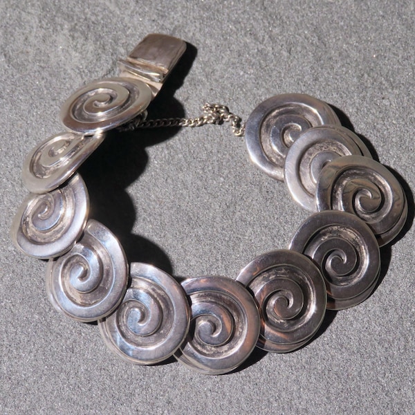 Vintage Los Castillo Sterling Silver Link Bracelet - Taxco Mexican Jewelry