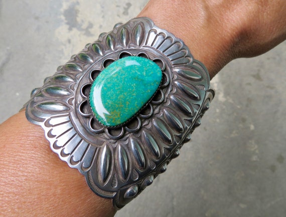 Native American Turquoise, Vintage Turquoise Cuff… - image 6