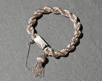 vintage Jacopo Sterling Rope Tassel Bracelet, Vintage Taxco Jewelry