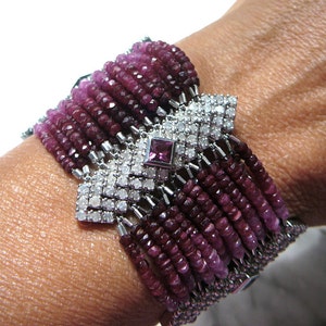 SOLD. NOT for SALE:Ruby Gemstone Jewelry, Pink Sapphire Bracelet, Ombre Gemstone, Deco Style Bracelet image 3