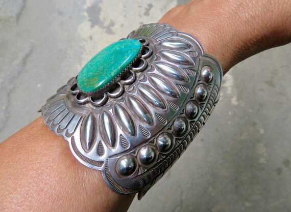 Native American Turquoise, Vintage Turquoise Cuff… - image 7