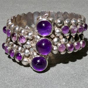 Vintage Taxco ametistarmband, mexikanska smycken, vintage Taxco-armband