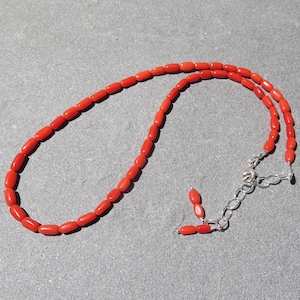 Vintage Mediterranean Coral Necklace: Adjustable Sterling Silver Chain