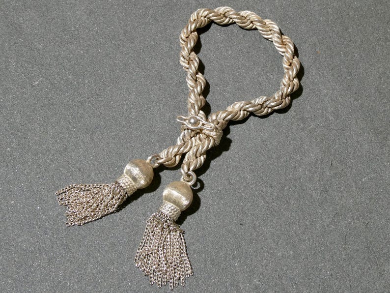 Vintage Alfredo Villasana tofsarmband, sällsynt Taxco sterling armband, silver tofsarmband bild 1