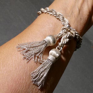 Vintage Alfredo Villasana tofsarmband, sällsynt Taxco sterling armband, silver tofsarmband bild 6