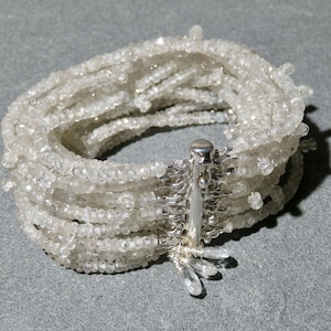 Champagne Zircon Bracelet, Multi Strand Gemstone Jewelry, Multi Strand Gemstone Bracelet