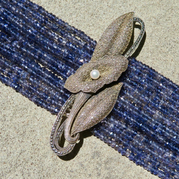 Theodor Fahrner Jewelry, Iolite Bracelet, Repurposed Fahrner Brooch Bracelet