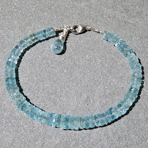 Aquamarine Stacking Bracelet, Aquamarine Bracelet, 7.7mm Aquamarine Gems