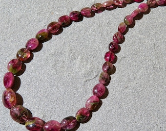 Bi-Color Tourmaline Necklace, Watermelon Tourmaline Necklace, Tourmaline Jewelry