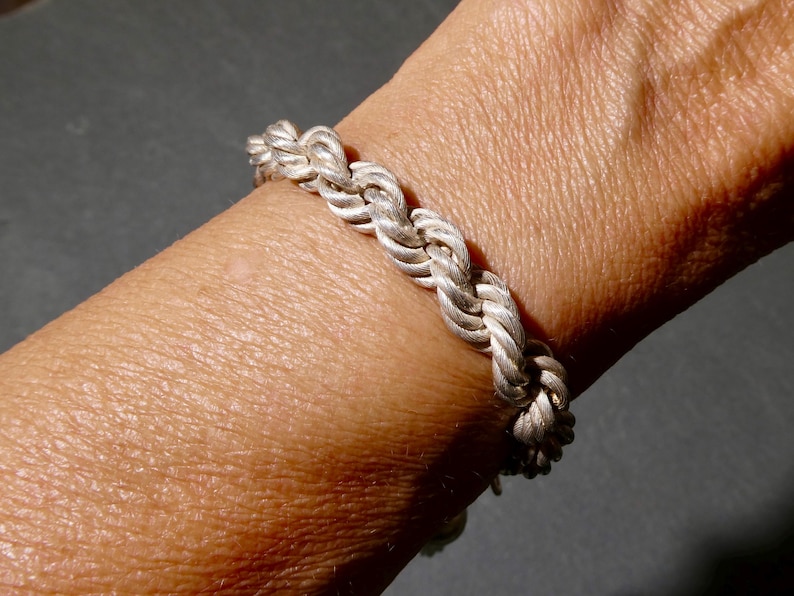 Vintage Alfredo Villasana tofsarmband, sällsynt Taxco sterling armband, silver tofsarmband bild 5