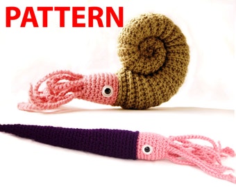 INSTANT PDF PATTERN - 2 in 1 Ammonite and Orthocone Fossil Critters Amigurumi Paleontology Plushie Stuffed Toy