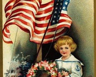 Vintage digital image patriotic download printable Independence Day, Memorial Day, Veterans Day Voting