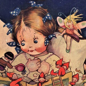 Antique Children's Reading Book Illustration Told by Fairies Digital