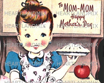 Vintage Mother's Day Card Illustration Digital Image Download Printable