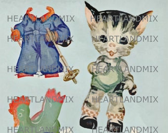 Vintage Paper Doll "Kitty Cat" Download Printable Clip Art