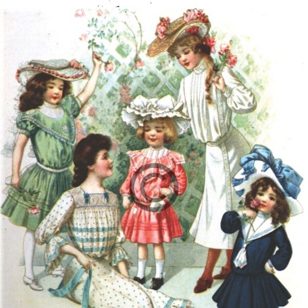 Vintage Edwardian Children's Fashion Dress Digital Download Collage Sheet - INSTANT DOWNLOAD