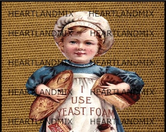 Vintage Farmhouse Kitchen Bread Yeast Digital Download Wall Art/Cards/Tags/ Transfers/Scrapbooking/Woodworking/Journals