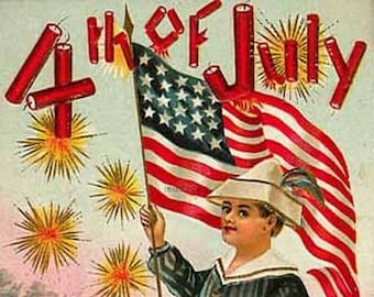 Antique Vintage 4th of July digital image Download Printable Fireworks