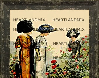 Vintage Rose Garden Digital Wall Art Image Download Printable Farmhouse print