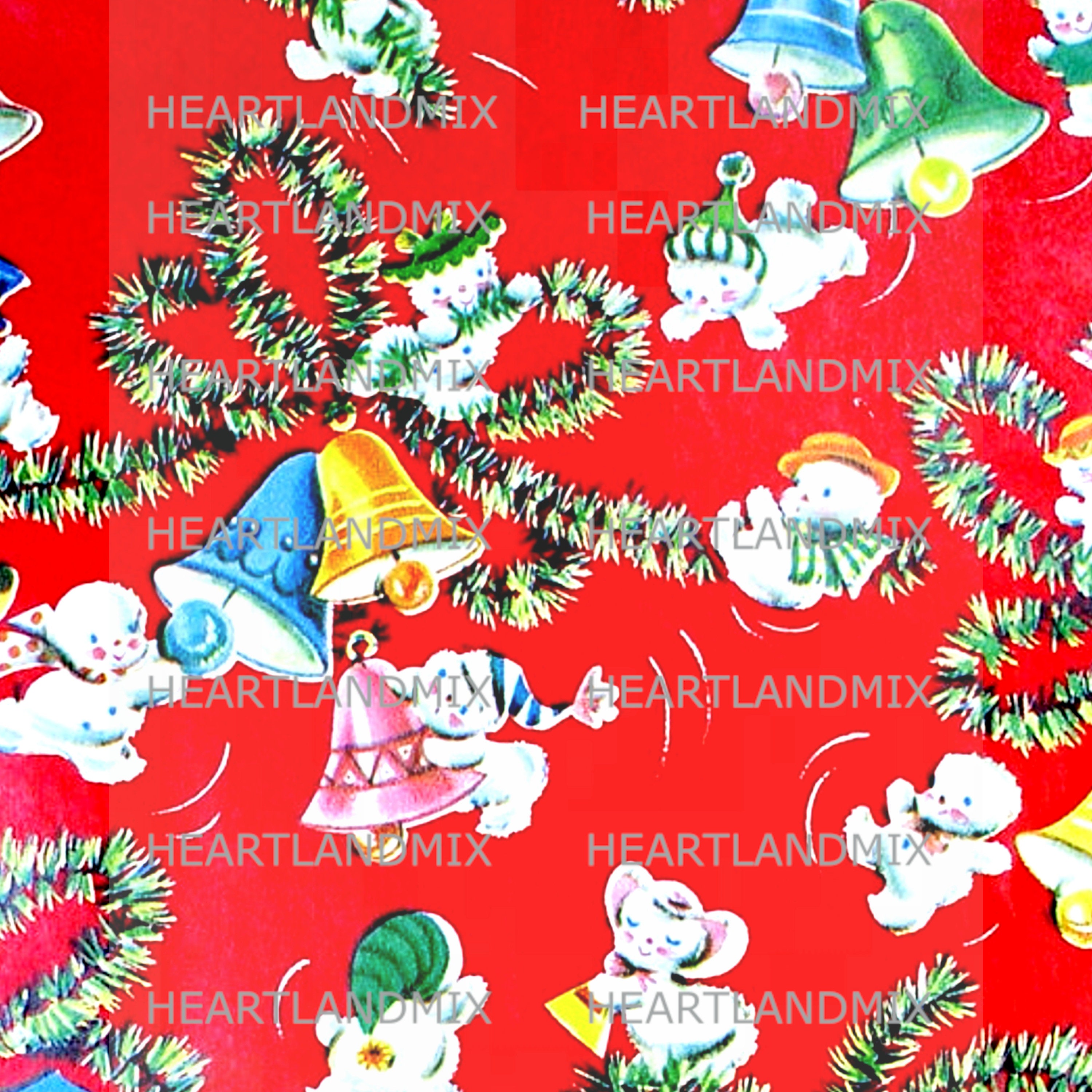 Retro Christmas Bells Wrapping Paper Wallpaper Download -  UK  Vintage  christmas wrapping paper, Vintage christmas images, Vintage christmas