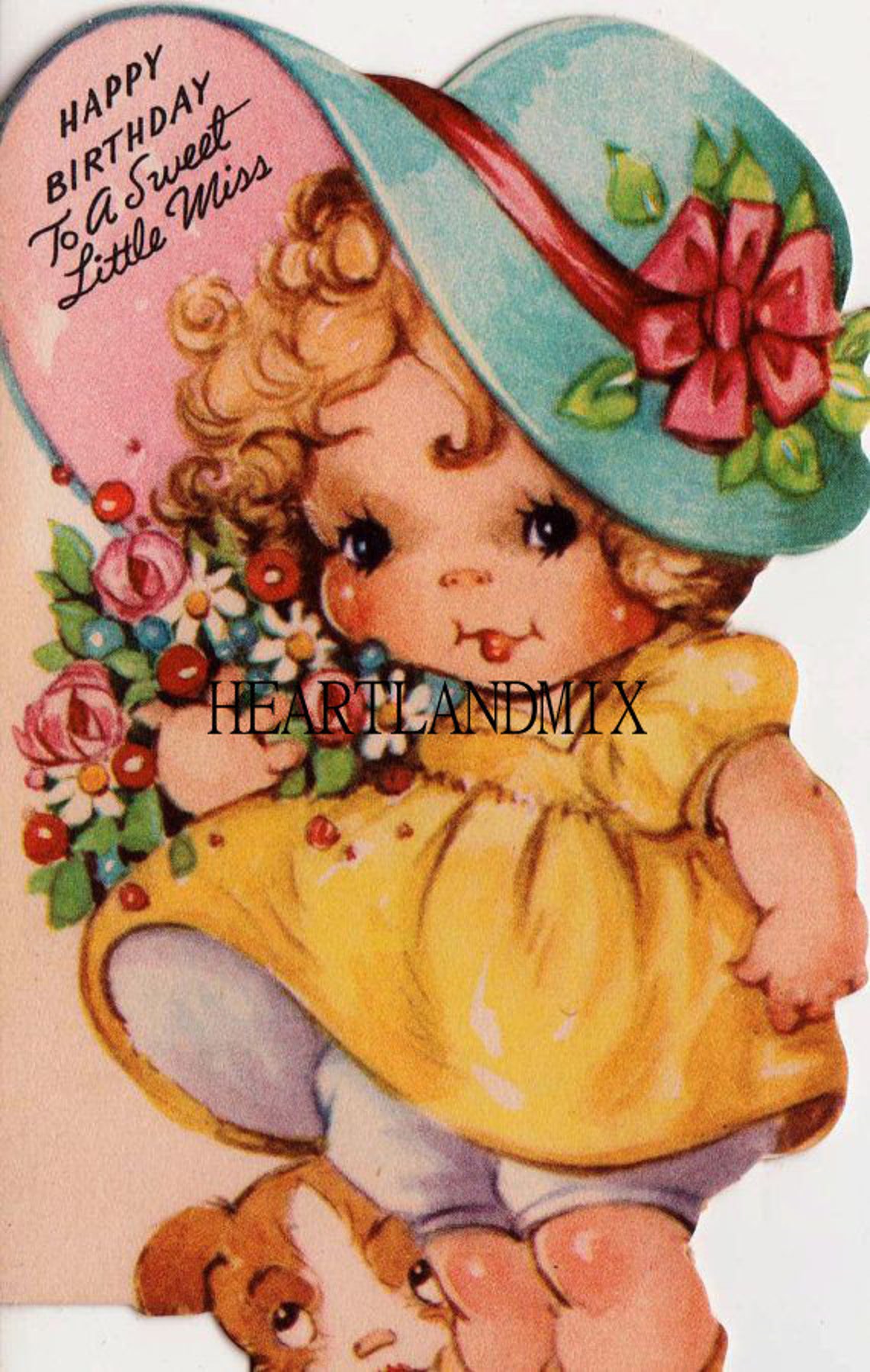 Vintage Girl Happy Birthday Card Download Printable Digital - Etsy