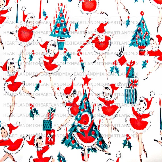 Printable Holiday Christmas Vintage Wrapping Paper Ballerina With Trees and  Presents Digital Image Instant Download -  Israel