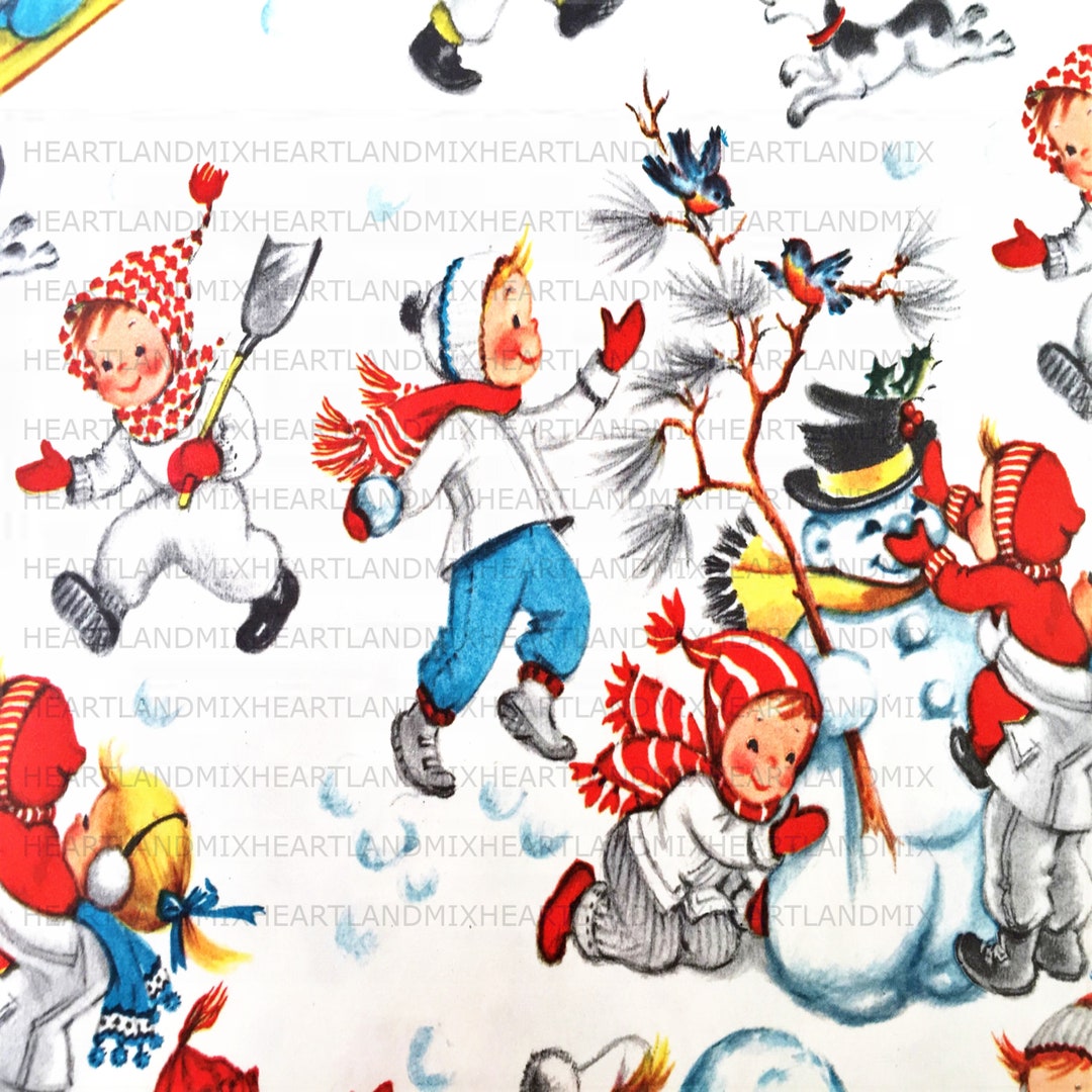 Printable Christmas Children Wrapping Paper Digital Image Download ...