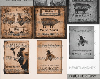 Digital Download Farmhouse Kitchen Labels download printable image