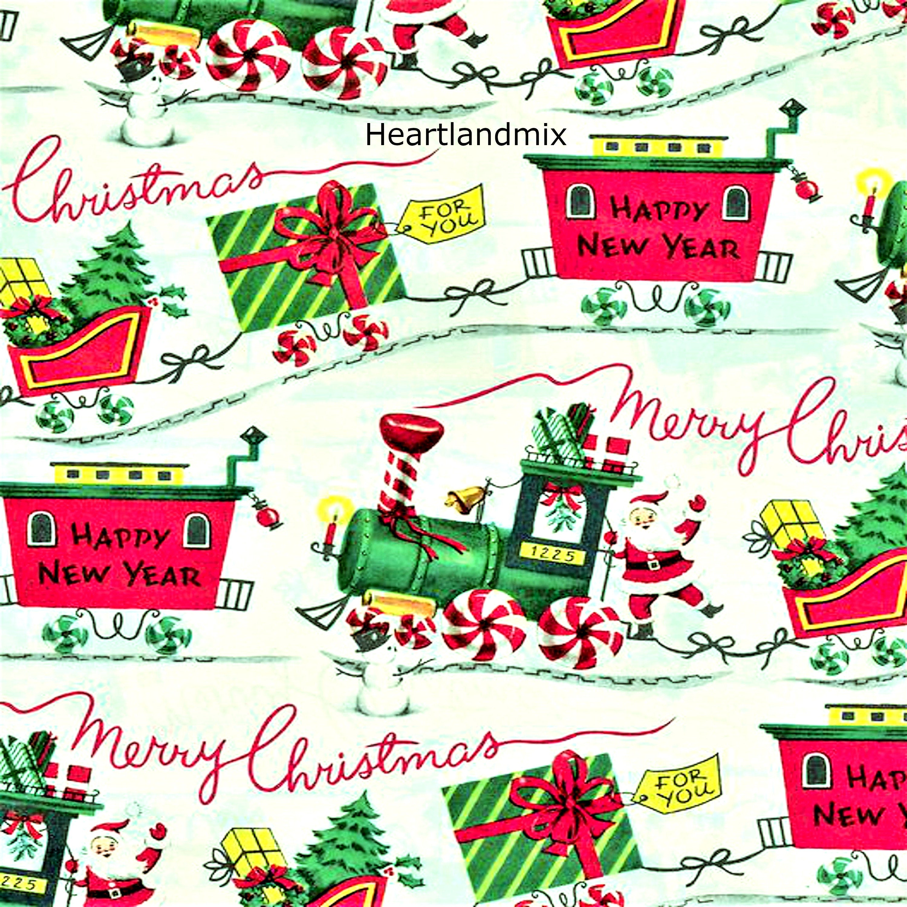 Printable Christmas Wrapping Paper Digital Download Train Etsy