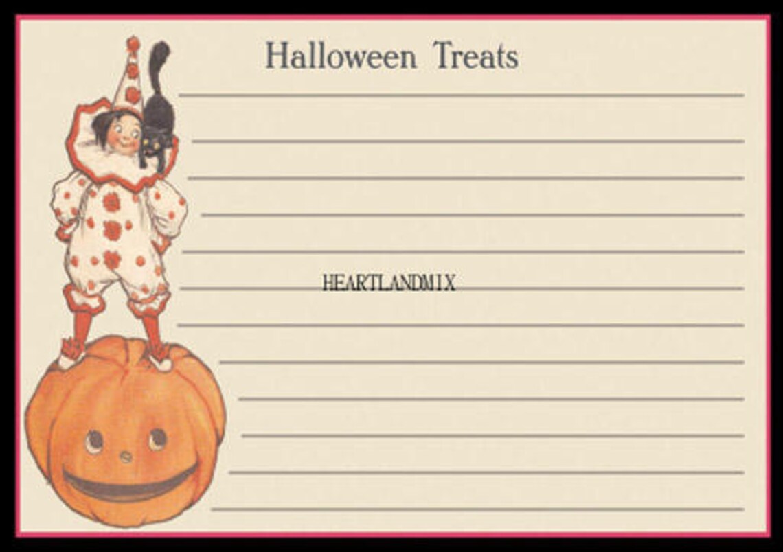 Printable Recipe Card Download Halloween Treats Recipe Card - Etsy