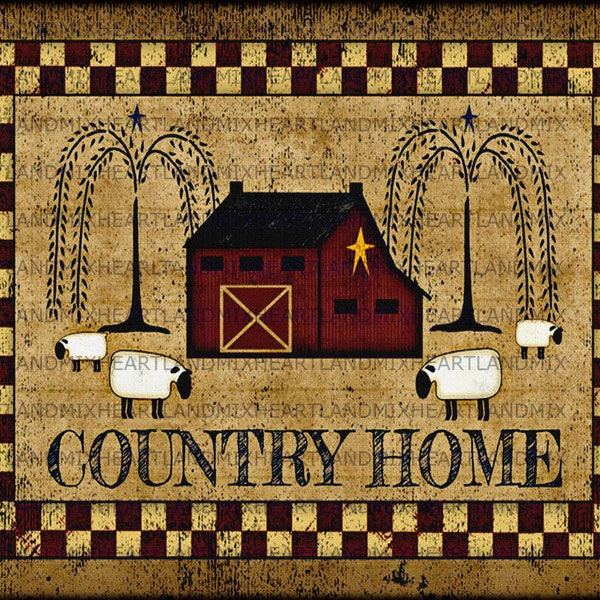Country Home Primitive Digital Image Download Wall Art/Cards/Tags/Scrapbooking/Journaling/Transfers
