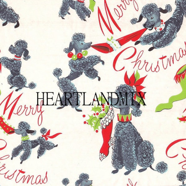 Printable Holiday Merry Christmas Wrapping Paper Digital Image Poodle Download