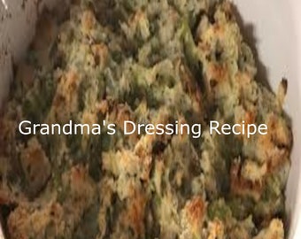 Grandma's Turkey Dressing/Stuffing RECIPE Digital Download Printable