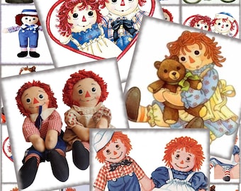 Raggedy Ann and Andy Digital Instant Download Printables Scrapbooking Tags Labels Logos Transfers