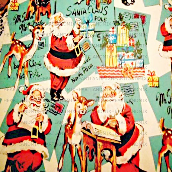 Vintage Christmas Wrapping Paper Artfaire Juvenile Design Lots Of Toys