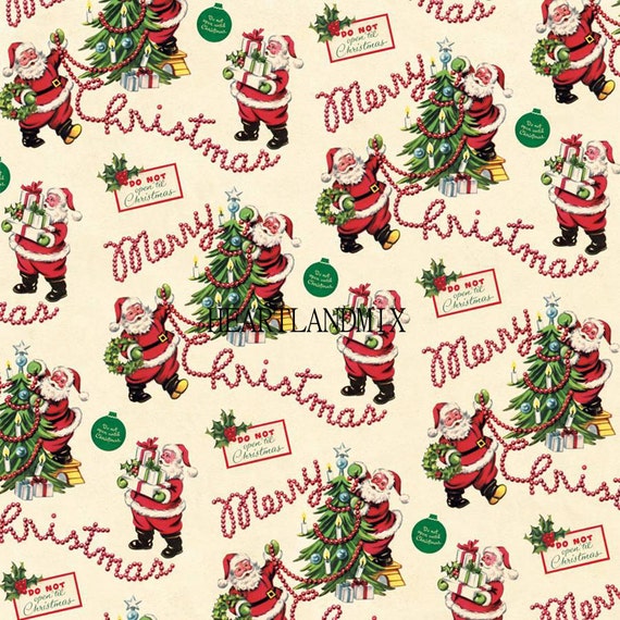 Vintage Retro Holiday Merry Christmas Wrapping Paper Digital Etsy