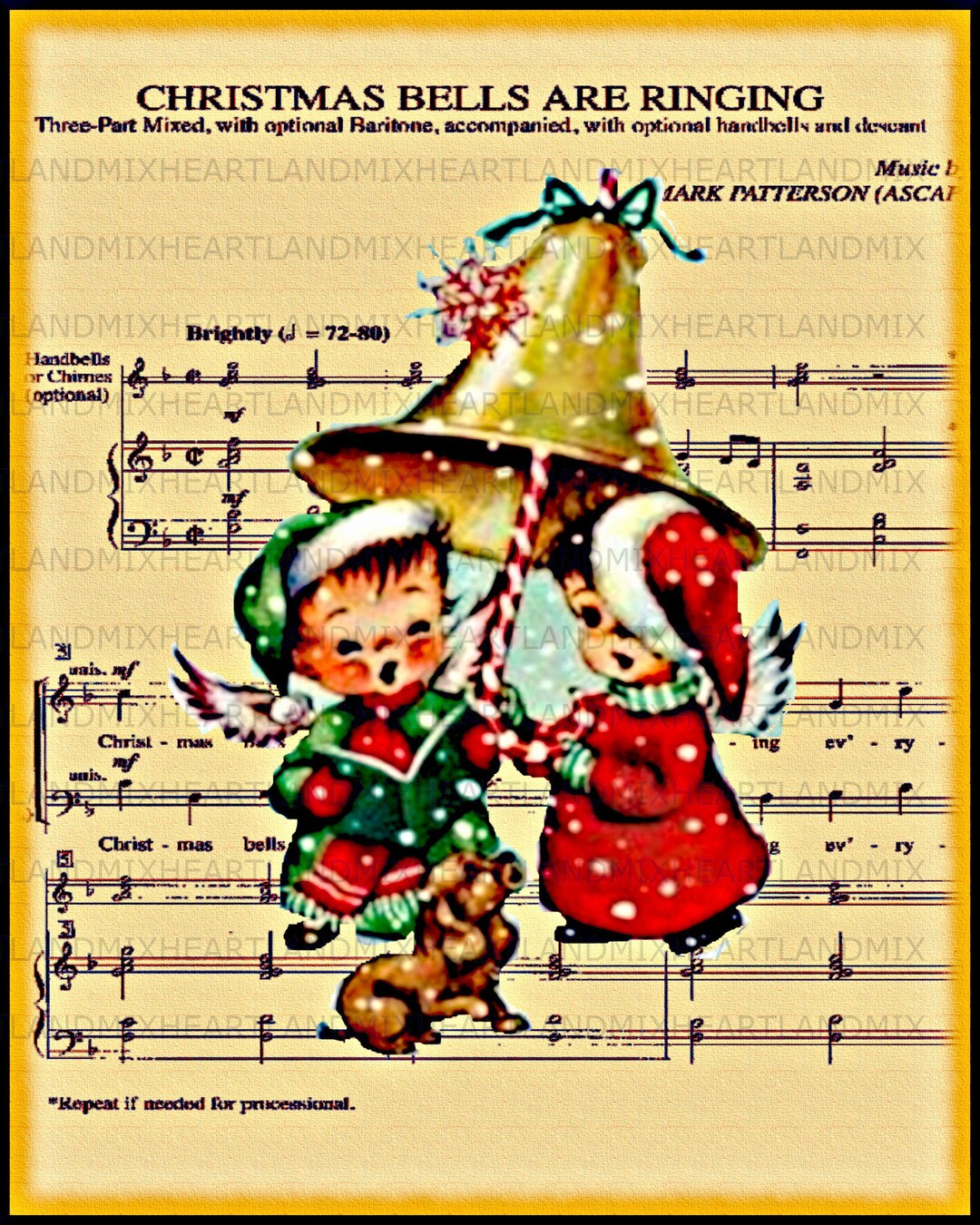 Christmas Bells Are Ringing Sheet Music Decor Downloadable Etsy