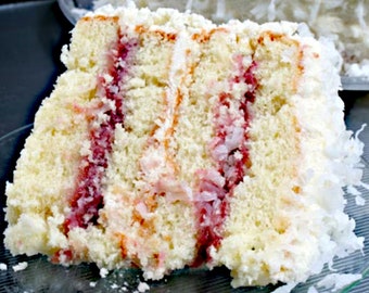 COCONUT Cake With RASPBERRY FILLING, Recipe  Digital Recipe Image Download