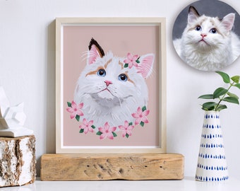 Cute custom Cat Portrait, Custom Cat Portrait, Cat Art, Cat Painting, Pet Painting, Custom Portrait, Pet Loss, Pet Memorial, hand drawn