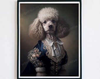 Fancy Poodle illustration - Royal Renaissance Animal Painting - Funny Pet Lover Gift